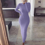 Fashion Twist Long Sleeve Woolen Knit Dress  GBLH-2808#