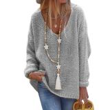 V-Neck Long Sleeve Knit Sweater GBLH-156#