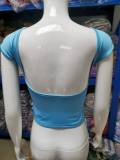 Solid Color Backless Short Sleeve Tops GBLH-9863#
