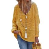 V-Neck Long Sleeve Knit Sweater GBLH-156#