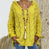 Solid Color Twist Knit Hoodie Sweater(Without Necklace) GBLH-1058#