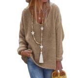 V-Neck Long Sleeve Knit Sweater GBLH-156#