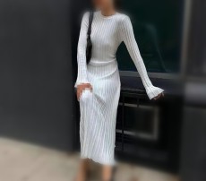 Long Sleeve O Neck Knits Maxi Dress GBLH-9688#