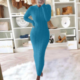 Fashion Twist Long Sleeve Woolen Knit Dress  GBLH-2808#