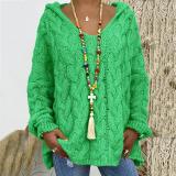 Solid Color Twist Knit Hoodie Sweater(Without Necklace) GBLH-1058#