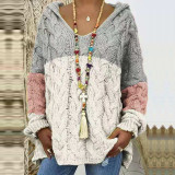 Solid Color Twist Knit Hoodie Sweater(Without Necklace) GBLH-1058#