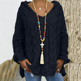 Solid Color Twist Knit Hoodie Sweater(Without Necklace) GBLH-1058#