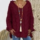 Solid Color Twist Knit Hoodie Sweater(Without Necklace) GBLH-1058#