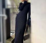 Long Sleeve O Neck Knits Maxi Dress GBLH-9688#