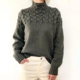 Solid Color High Collar Sweater GBLH-9856#