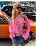 Beach Hollow Out Sunscreen Knit Top GBLH-9859#