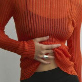Long Sleeve Round Neck Thin Knit Top GBLH-9853#
