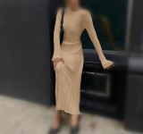 Long Sleeve O Neck Knits Maxi Dress GBLH-9688#