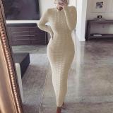 Fashion Twist Long Sleeve Woolen Knit Dress  GBLH-2808#