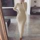 Fashion Twist Long Sleeve Woolen Knit Dress  GBLH-2808#