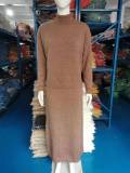 Solid High Collar Long Sleeve Knits Sleeveless Dress Suit GBLH-9021#
