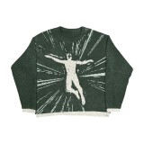 Loose Print Long Sleeve Sweater GBLH-98799#