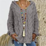 Solid Color Twist Knit Hoodie Sweater(Without Necklace) GBLH-1058#