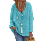 V-Neck Long Sleeve Knit Sweater GBLH-156#