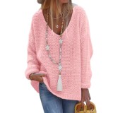 V-Neck Long Sleeve Knit Sweater GBLH-156#