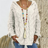 Solid Color Twist Knit Hoodie Sweater(Without Necklace) GBLH-1058#