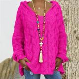 Solid Color Twist Knit Hoodie Sweater(Without Necklace) GBLH-1058#