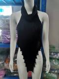 High Neck Irregular Backless Sweater Vest GBLH-9805#