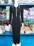 Fashion Lapel Knits Long Dress GBLH-131131#