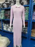 Fashion Lapel Knits Long Dress GBLH-131131#