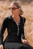 Fashion Lapel Knits Long Dress GBLH-131131#