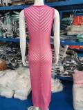 Sleeveless Knits Solid Color Maxi Dress GBLH-133202#