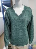 Plus Size V Neck Knits Long Sleeve Sweater GBLH-1910#