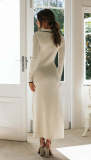 Fashion Lapel Knits Long Dress GBLH-131131#