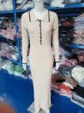 Fashion Lapel Knits Long Dress GBLH-131131#