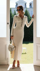 Fashion Lapel Knits Long Dress GBLH-131131#
