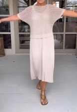 Plus Size Solid Color Hollow Out Dress Knits Two Piece Set GBLH-9009#