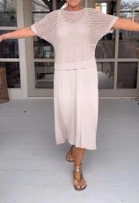 Plus Size Solid Color Hollow Out Dress Knits Two Piece Set GBLH-9009#