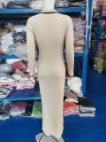 Fashion Lapel Knits Long Dress GBLH-131131#