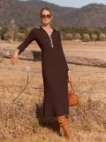 Fashion Lapel Knits Long Dress GBLH-131131#