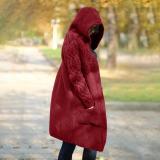 Plus Size Hooded Single Breasted Knit Long Sleeve Coat GBLH-3355#