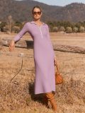 Fashion Lapel Knits Long Dress GBLH-131131#
