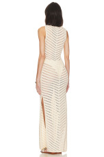 Sleeveless Knits Solid Color Maxi Dress GBLH-133202#