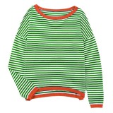 Stripe Contrast Color Drop Shoulder Long Sleeve Sweater GBLH-9020#