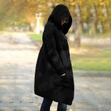 Plus Size Hooded Single Breasted Knit Long Sleeve Coat GBLH-3355#