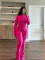 Solid Color Tight Long Sleeve Micro Flare Pants Suit CH-24057