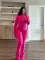 Solid Color Tight Long Sleeve Micro Flare Pants Suit CH-24057