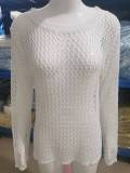 O Neck Loose Hollow Out Knits Top GBLH-9818#