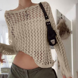 O Neck Loose Hollow Out Knits Top GBLH-9818#