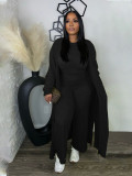 Long Sleeve Coat Sleeveless Vest Wide Leg Pants 3 Piece Set SFY-565