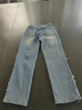 Denim Stacked Ripped Washed Tassel Jeans GSMJ-6956